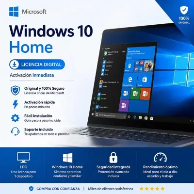 Windows 10 Home 1 PC – Licencia Original + Activación Rápida