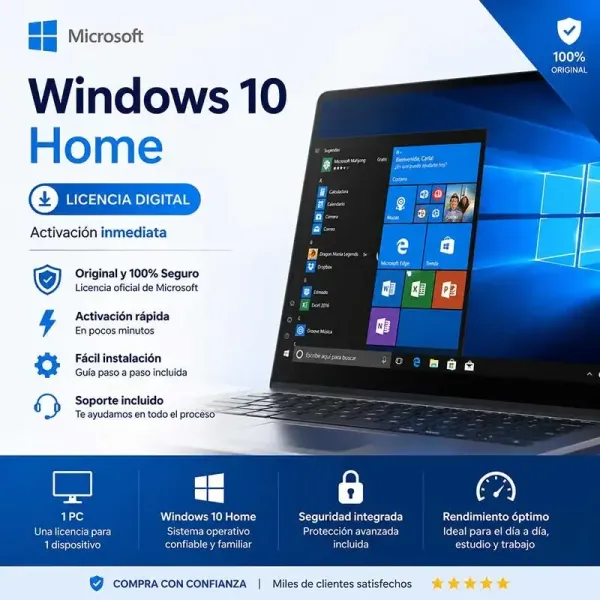 🏠 Windows 10 Home 1 PC – Licencia Original | Activación Rápida