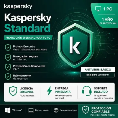 Kaspersky Standard 1 Año 1 PC | Antivirus Básico