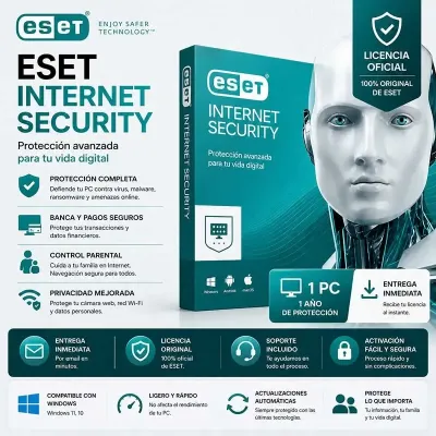 ESET Internet Security 1 Año 1 PC | Antivirus + Firewall Perú