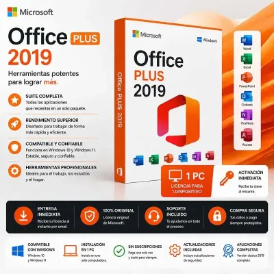 Microsoft Office 2019 Pro Plus 1 PC | Licencia Original